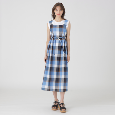 コットンリネンチェックドレス