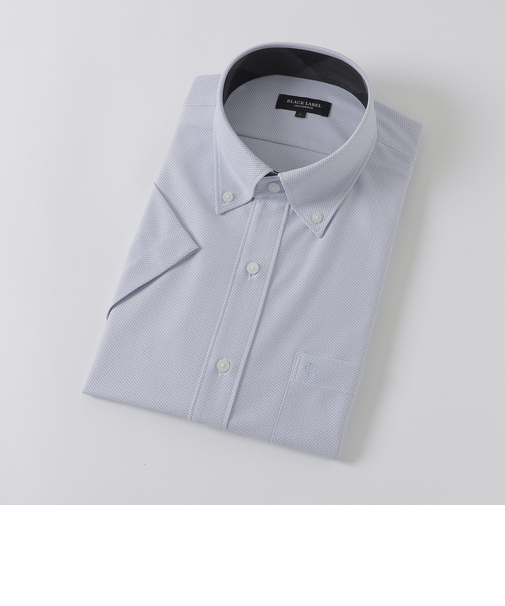 トリコットカラミ調ハーフボタンダウンシャツ