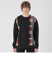 【一部店舗限定】ストライプパッチワークスウェットシャツ