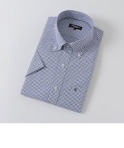 【一部店舗限定】テクニカルギンガムチェックハーフボタンダウンシャツ