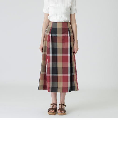 【一部店舗限定】クレストブリッジチェックロングフレアスカート