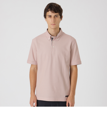 【一部店舗限定】チェックコンビハニカムボタンダウンポロシャツ