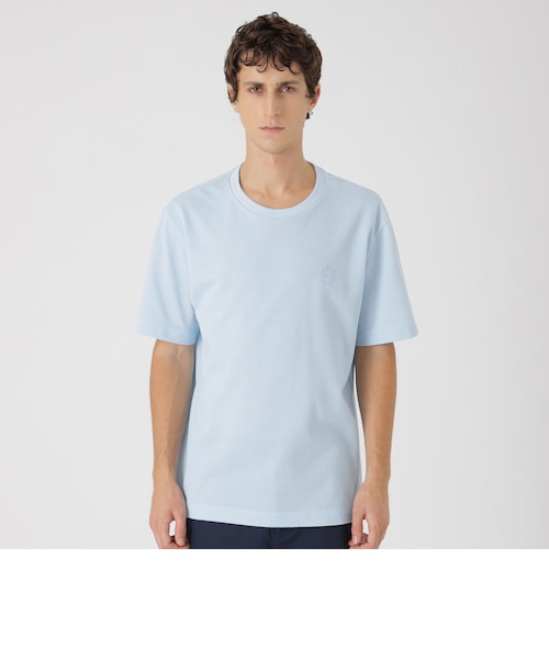 BRIEFING ホワイト・水色　Tシャツ サッカータックエンブロイダリーTシャツ｜ブルーレーベルブラック