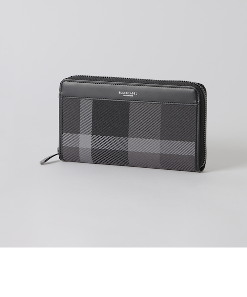 未使用 トーナルクレストブリッジチェックラウンドジップウォレット 紺 ブラウン トーナルクレストブリッジチェックラウンドジップウォレット｜ブルー