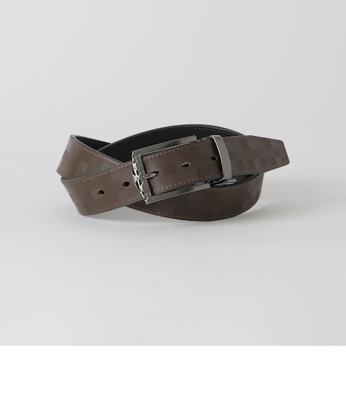 新品ブラックレーベルクレストブリッジ　日本製　チェックバックルレザーベルト チェックバックルエンボスクレストブリッジチェックリバーシブル