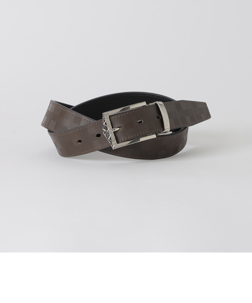 チェックバックルエンボスクレストブリッジチェックリバーシブルベルト