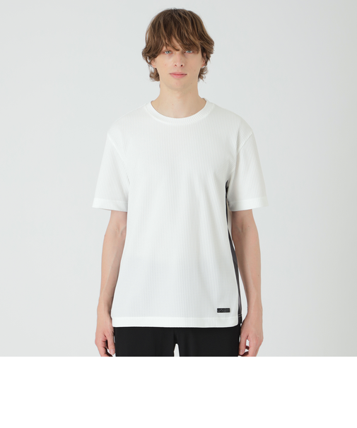 テクスチャータックサイドチェックTシャツ