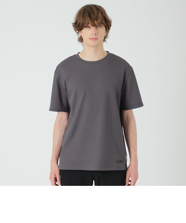 テクスチャータックサイドチェックTシャツ