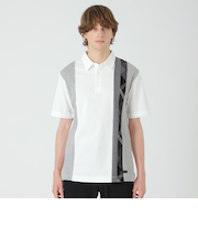 ストライプパッチワークポロシャツ