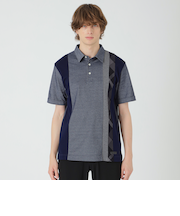 ストライプパッチワークポロシャツ