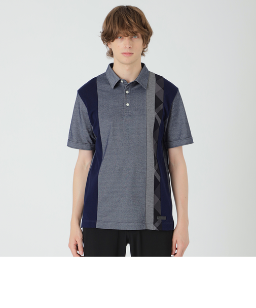 ストライプパッチワークポロシャツ