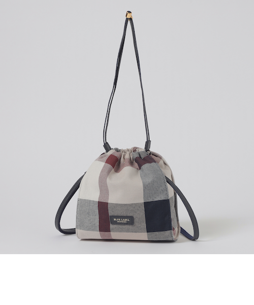断捨離専用 ♡ ブルーレーベルクレストブリッジ 巾着 ショルダー ハンドバック クレストブリッジチェックキャンバス巾着ショルダー｜ブルー