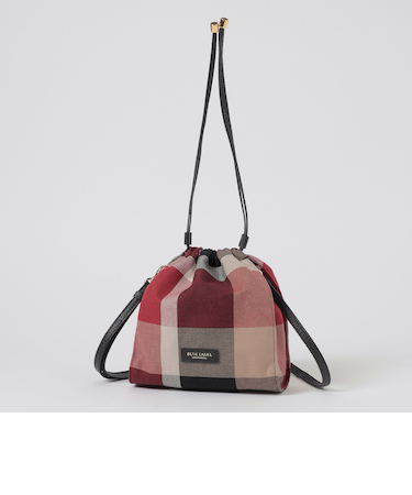 クレストブリッジチェックキャンバス巾着ショルダー