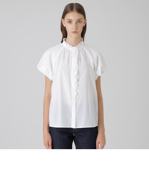 ドライクリアシャンブレーフリルブラウス｜ブルーレーベルブラック