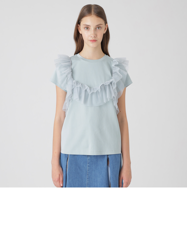 コットンライトポンチフリルチュールカットソー