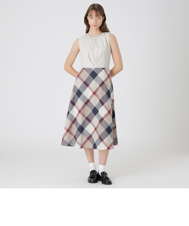 【接触冷感】クレストブリッジチェッククールドライドッキングドレス