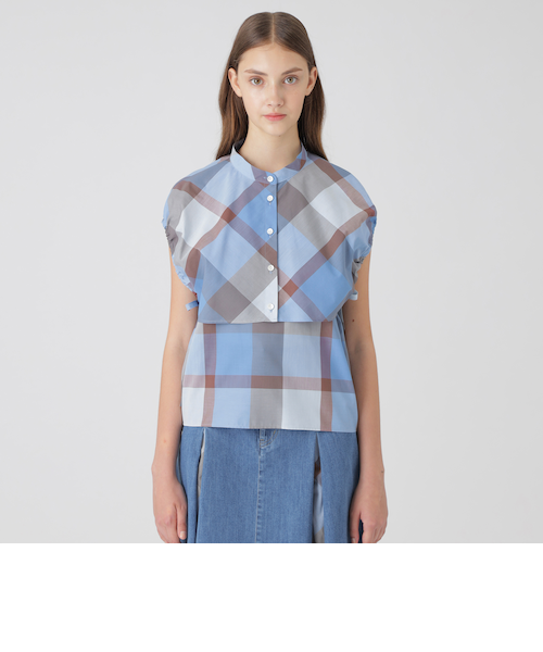 接触冷感】【吸水速乾】クレストブリッジチェッククールドライブラウス