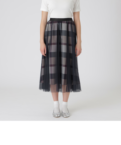 クレストブリッジチェックライトクロッシングチュールスカート