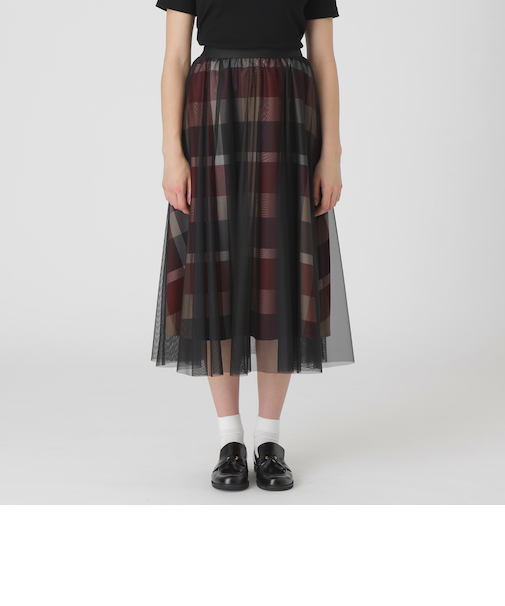 クレストブリッジチェックライトクロッシングチュールスカート