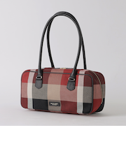 クレストブリッジチェックキャンバスボストンバッグ