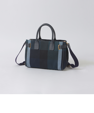 クレストブリッジチェックキャンバスハトメミドルトート