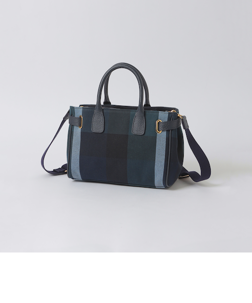 クレストブリッジチェックキャンバスハトメミドルトート