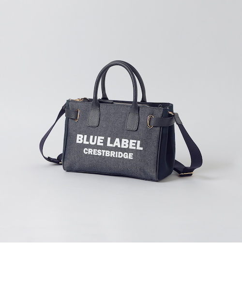 クレストブリッジチェックループヤーンツイードミニトート｜ブルー