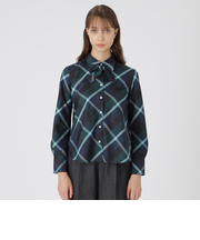 クレストブリッジチェックハーフスパンツイルリボンタイ付きシャツ