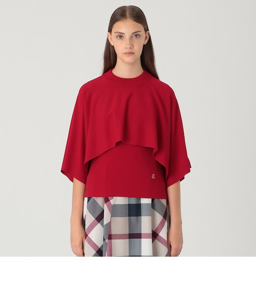 ドライレーヨンストレッチケープ付きニット