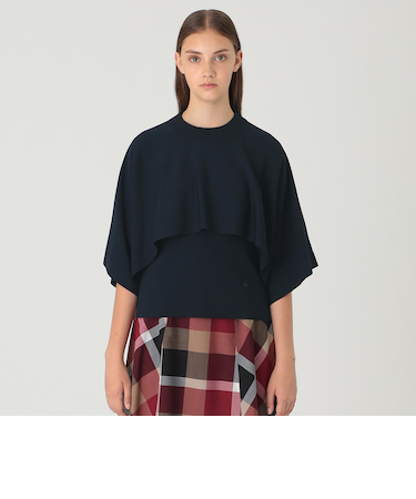 ドライレーヨンストレッチケープ付きニット