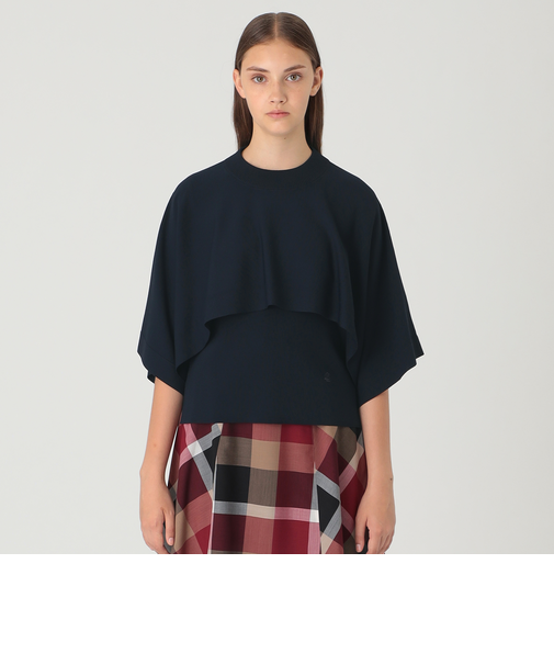 ドライレーヨンストレッチケープ付きニット