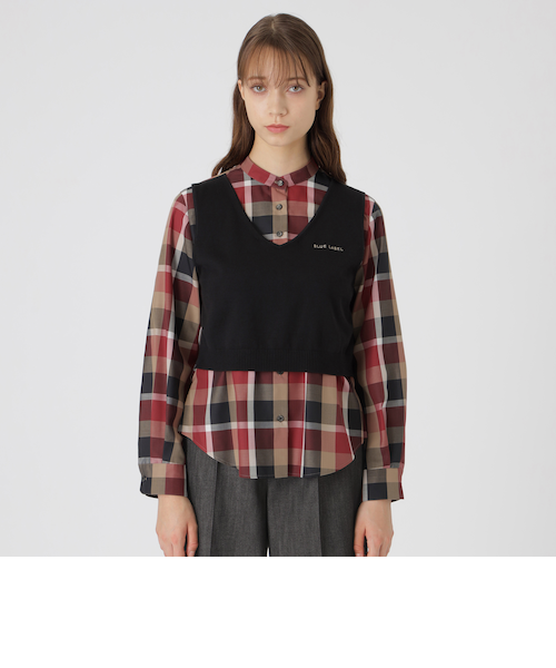 クールファインニットベストレイヤートップス｜ブルーレーベルブラック