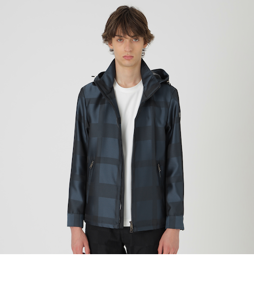 一部店舗限定】MORGANTI クレストブリッジチェックフーデッドコート