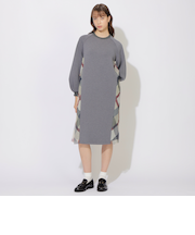 【限定カラーあり】チェックプリーツコンビジャージードレス