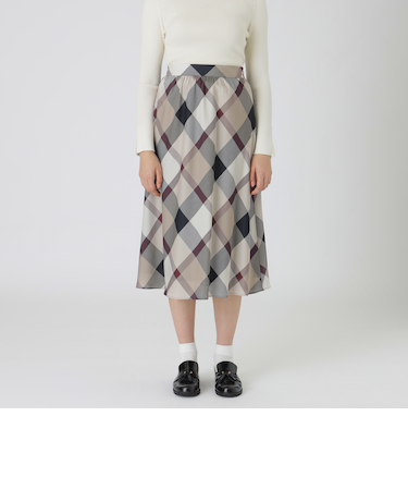 【店舗限定】クレストブリッジチェックサテンプリントスカート