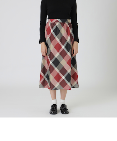 【取扱店舗限定】クレストブリッジチェックサテンプリントスカート