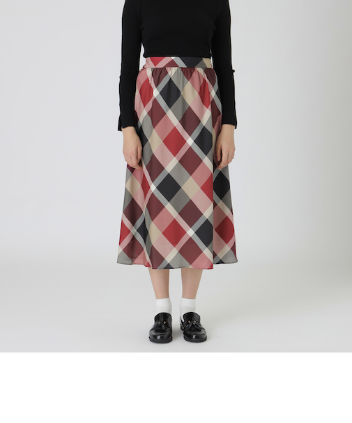 【取扱店舗限定】クレストブリッジチェックサテンプリントスカート
