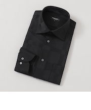 ウォッシャブルウールシャドークレストブリッジチェックセミワイドカラーシャツ