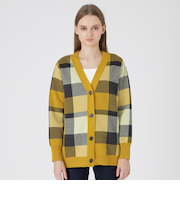 クレストブリッジチェックウーリージャカードカーディガン
