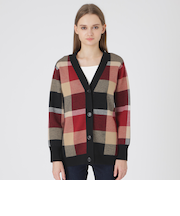 クレストブリッジチェックウーリージャカードカーディガン