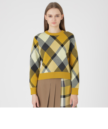 クレストブリッジチェックウーリージャカードプルオーバー