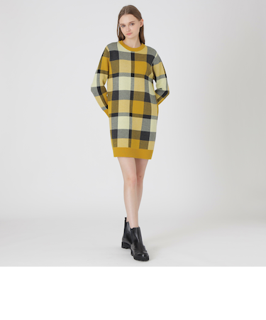 クレストブリッジチェックウーリージャカードドレス