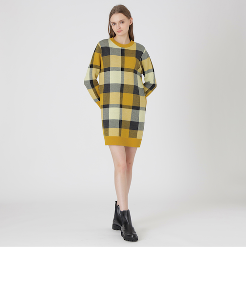 クレストブリッジチェックウーリージャカードドレス