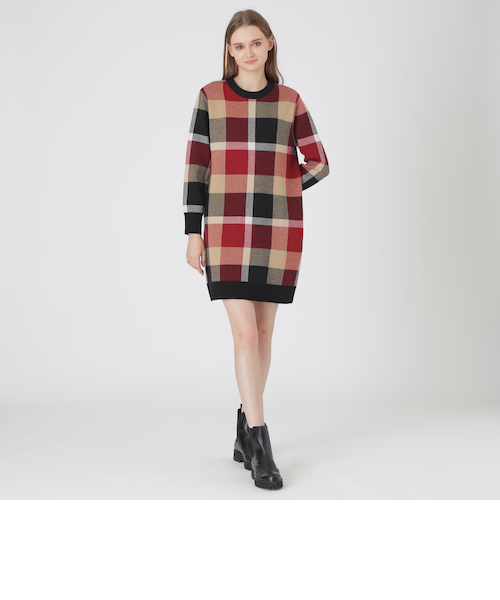 【クリーニング済】ブルーレーベルクレストブリッジ　赤　チェック　ジャンパードレス ブルーレーベル・クレストブリッジ BLUE LABEL CRESTBRIDGE