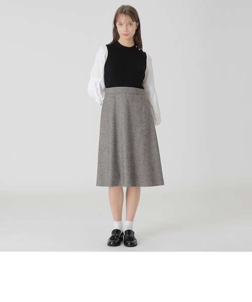 【未使用】ブルーレーベル チェック ループヤーン ツイード ドレス ニット 38 未使用】ブルーレーベル チェック ループヤーン ツイード ドレス