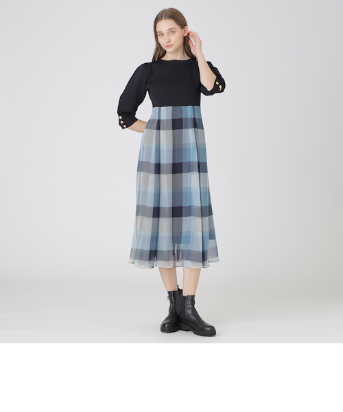 ブルーレーベルクレストブリッジ現行商品シフォンコンビドレス シフォンコンビドレス｜ブルーレーベルブラックレーベルクレスト