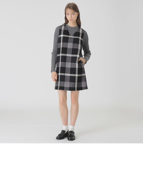 クレストブリッジチェックスラブプリペラミニドレス