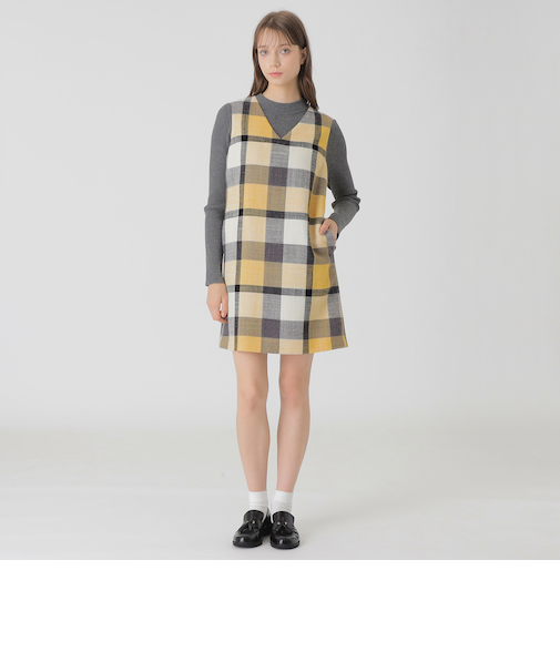 クレストブリッジチェックスラブプリペラミニドレス