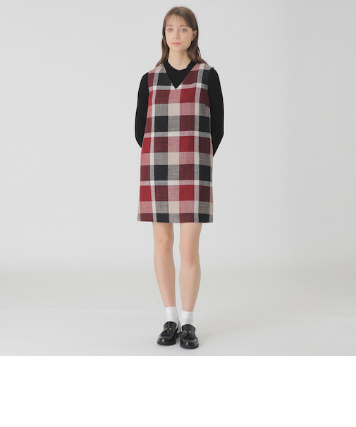 クレストブリッジチェックスラブプリペラミニドレス