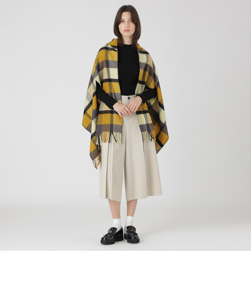 BLUE LABEL CRESTBRIDGE フード付き チェック柄ポンチョ ブルーレーベルクレストブリッジ*チェック柄ポンチョ マント